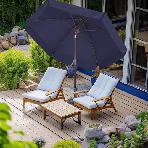ABCCANOPY 7.5ft Scalloped Patio Umbrella, Outdoor Table Umbrella with Tilt and Crank, Fiberglass Ribs Deck Umbrella for Patio, Pool, Garden, Picnic (Navy Blue) - color: Navy Blue, size: 7.5FT