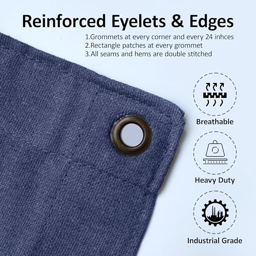 Zuperia Heavy Duty Canvas Tarp (8' x 10' ft - Pack of 1) with Rustproof Grommets, UV Resistant & Tear Resistant Multipurpose Tarpaulin Cover for Outdoor, Industrial & Commercial Use (Navy) - color: Navy, size: 8' x 10' ft - 1 Pack