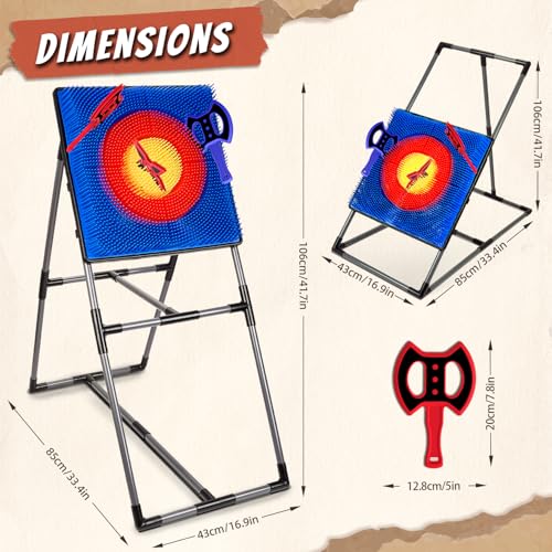 Axe Throwing Game for Backyard, Axe Throwing Target Set with 16 Throwing Axes Outdoor Games Indoor Carnival Yard Lawn Backyard Games for Age 6-12 - style: Axe Throwing Target Set