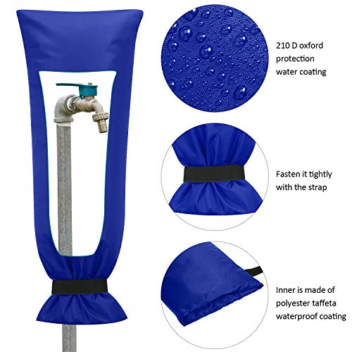 Frienda Outdoor Faucet Cover for Winter Freeze Protection 25'' x 10'' Winter Outside Large Backflow Preventer Insulation Spigot Hose Bib Cover for Garden Lawn Faucet Yard Hydrant(Blue,2 Pieces) - color: Royal Blue