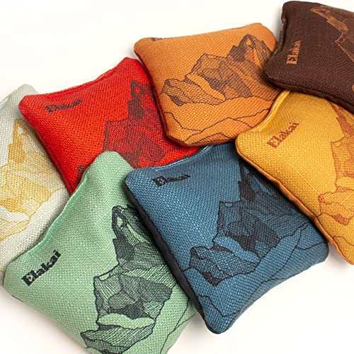 Elakai Cornhole Bags All Weather Dual Sided Slick and Stick Regulation Size and Weight Set of 4 Regulation 6 in x 6 in - color: Brown Umber