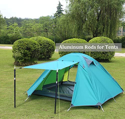 HIKEMAN Tent Poles Camping Poles for Tarp Awning Canopy Porch Sun Sails Tarpaulin Headroom Aluminium Adjustable Telescoping - color: silver
