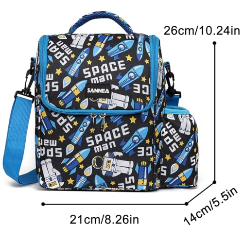 Reusable Lunch Bags Insulated Cooler Lunch Box Tote 7.5L Spaceflight Bento Bags With Side Water Bottle Pockets Removable Adjustable Strap - color: 7.5L Spaceflight