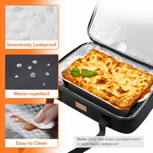 Lifewit Insulated Double Decker Casserole Carrier, Expandable Lasagna Lugger Tote Bag for Hot or Cold Food, Fits 9" x 13" Baking Dish for Potluck Parties, Picnic and Cookouts, Black - color: Black