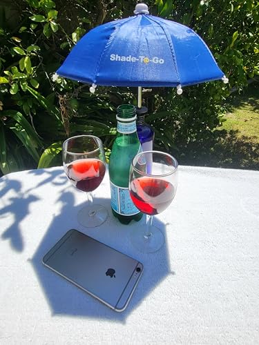 Shade-to-Go Freestanding Phone & Drink Umbrella - Weighted Base for Wind Resistance - Smartphone Sun Shade & Beverage Canopy for Poolside, Beach & Patio Tables