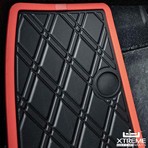 Xtreme MATS Golf Cart Rubber Floor Mat Compatible with Yamaha Drive2 EFI QuieTech Models Only (2017-2026) & UMAX Rally 4x4 - Black with Red Trim - color: Red Trim, size: Drive2