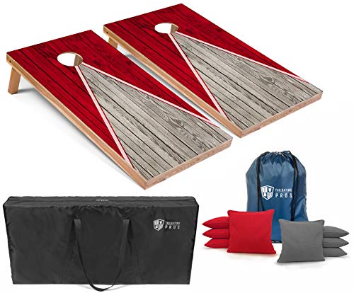Tailgating Pros Pyramid Design Lightweight Cornhole Board Set w/Built-in LEDs - 4'x2' Regulation Cornhole Game - color: Red/Red