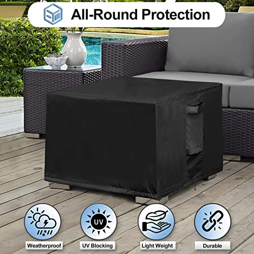 OutdoorLines Outdoor Waterproof Patio Ottoman Covers - Square UV-Proof Patio Side Table Cover Windproof Heavy-Duty Furniture Covering Protector 28L x 28W x 17H Inch, Black - color: Black, size: Square 28"l X 28"w X 17"h