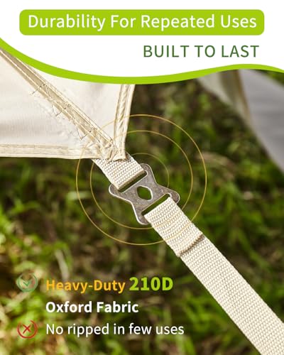 Camping Tarp with Poles, No Rope Tying 2-Step Setup, 11x18FT Waterproof 10-12 Person Tarp Shelter, 22ft² 2.6m Height 210D Oxford Family SUV Park Beach Outdoor Sun Shelter, Beige - color: Beige