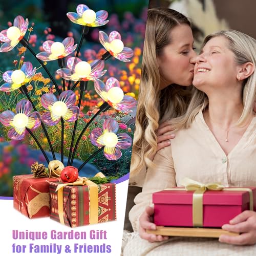 NBQQ Solar Garden Lights Outdoor, Swaying Light Waterproof Solar Lights Outdoor for Yard Pathway Patio, Swaying Lawn Decor as Gardening Gifts for Women Holiday (Warm White-Flowers, 4 Pack) - color: Warm White-flowers, size: 4 pack