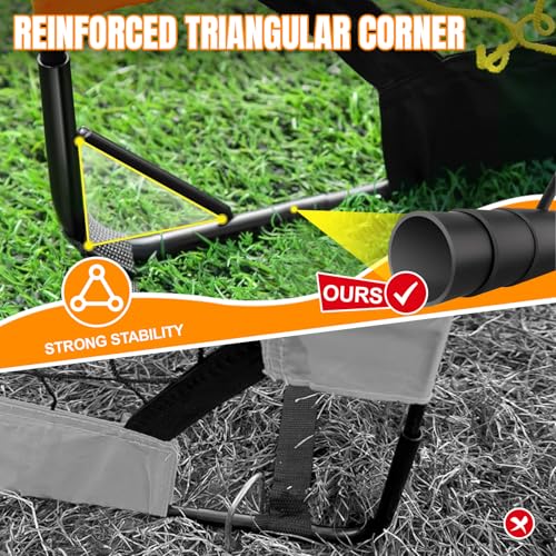 Pro-Grade Kids Backyard Soccer Goal, Tear-Resistant 5-Layer Polyester Soccer Net & 10mm Poles for Maximum Durability, 4x3ft/6x4ft/7x5ft, Pop Up Portable Soccer Training Equipment Set with Size 4 Ball - size: 7 ft x 5ft, style: Orang
