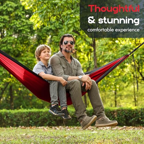 Camping Hammock Mosquito Net,Double & Single Portable Hammocks Hammocks with 2 Tree Straps,Hammock Tent for Travel Camping,Camping Accessories for Indoor Outdoor Hiking Backpacking Backyard Beach - color: Red&black, size: Large