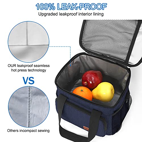 Femuar Lunch Bags for Women/Men, Insulated Lunch Bag for Work Office Picnic - Lunch Cooler Bag Leakproof Lunch Box with Adjustable Shoulder Strap - Dark Blue - color: Dark Blue, size: Medium Size