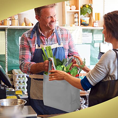 Reginary 100 PCS Reusable Totes Bags - Non Woven Grocery Handle Bags for Shop Events & Retail Store(Gray) - color: Gray