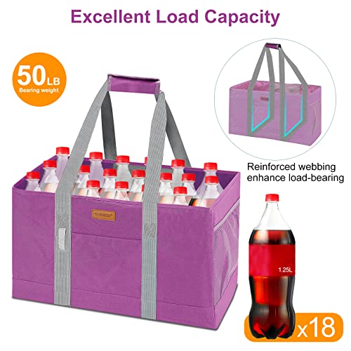 WONDAY Reusable Grocery Bags, Extra Large Utility Tote Bag for Women, Foldable Large Tote Bag Shopping Bags for Groceries, Storage, Picnic, Beach, Pool (RoseRed) - color: Rosered