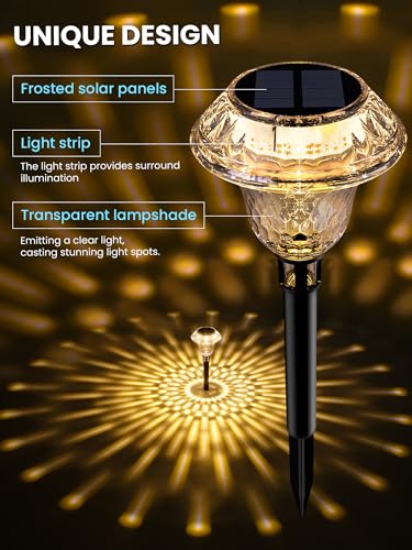 SOLPEX Solar Pathway Lights Garden Decor for Yard, Garden Lights Solar Powered Waterproof Landscape Lighting, Solar Outdoor Lights Porch Decor for Path Walkway Driveway (6 Pack Warm White) - color: Warm White, size: 6 PACK
