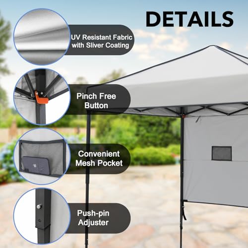 6x4 Pop Up Canopy Tent with Half Wall Panel, Instant Portable Beach Canopy, Outdoor Tent with Carry Bag for Camping, Sports, Tailgating, Events, Gray - color: Gray, size: With Half Wall