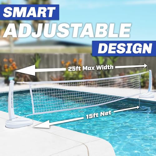 GoSports Splash Net PRO Pool Volleyball Net - Red, White, or Blue - Includes 2 Water Volleyballs and Pump - color: White