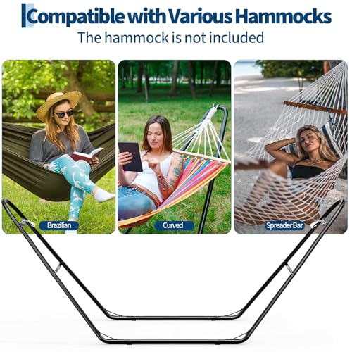 Universal Double Hammock Stand, 550-Pound Capacity, Heavy-Duty Hammock Stand for Outside, Fits 9 to 14 Foot Hammocks, Black - color: Ship-shaped