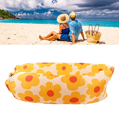 Inflatable Sofa, Tear Resistance Portable Inflatable Lounger Couch Inflatable Chair with Storage Bag, Inflatable Lounger Air Sofa Chair, Blow Up Couch for Camping Beach Travel Kids Camping(Sunflower)