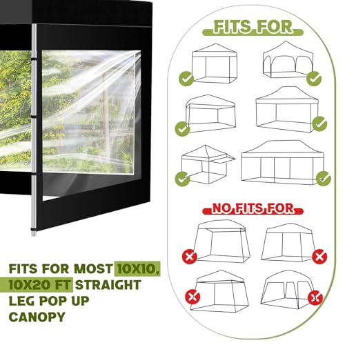 SmoothNovelty 3 Pcs Clear Canopy Sidewalls with Black Storage Bag Window Sidewall for 10 x 10 Inch Tent Waterproof Shade Wall, Sunwalls Only, Canopy Tent Not Included, No Zipper - color: Black