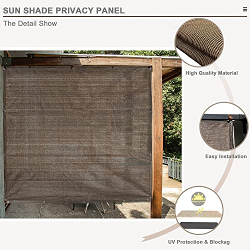 Sun Shade Privacy Panel with Grommets on 4 Sides for Patio, Awning, Window Cover, Pergola or Gazebo (Mocha Brown, 8' x 5') - color: Mocha Brown, size: 8' x 5'
