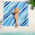 Beach Blanket Waterproof Sandproof Oversized Lightweight 78''×110'' 1-7 Adults Blanket Beach Large Picnic Mat for Travel Camping Hiking Picnic - color: Slash Blue, size: 78''x110''