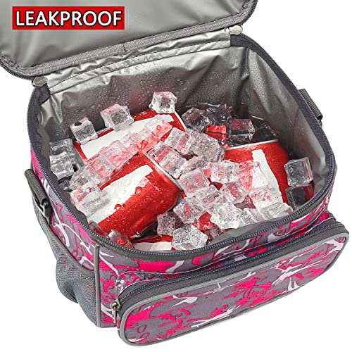 FlowFly Insulated Reusable Lunch Bag Adult Large Lunch Box for Women and Men with Adjustable Shoulder Strap,Front Zipper Pocket and Dual Large Mesh Side Pockets,Graffiti - color: Graffiti
