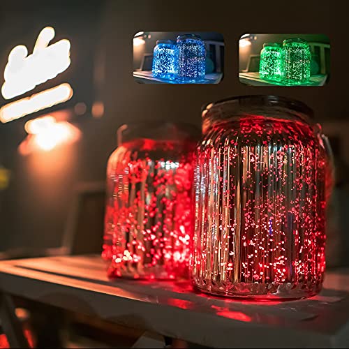 Hanging Solar Lantern Lights Outdoor 2 Pack,20 LED Solar Mercury Glass Mason Jar Hanging Lights Waterproof for Tree, Table, Yard, Garden, Patio, Holiday Party Outdoor Decor, Color Changing - style: Multi-colored