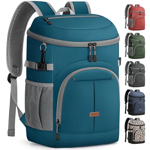 Pritent Cooler Backpack for Men Women Insulated Waterproof Backpack Cooler Leak Proof Cooler Bag Lightweight Lunch Backpack for Camping Beach Travel Picnic - color: Leather Blue, size: 45 Cans
