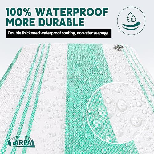 TARPAL Tarps 8x12 Feet Heavy Duty 12mil Tarp Waterproof Striped tarp Multipurpose Protective Cover Weather Proof,UV,Rip and Tear Proof（Green/White） - color: Green/White Striped-12mil, size: 8x12 Feet-Heavy Duty