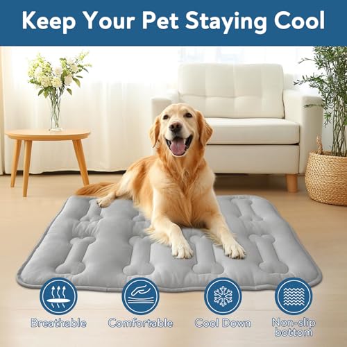 Magik & Kover Summer Dog Cooling Mat, 2 Pack 30" x 19" Indoor Outdoor Cooling Mat for Dogs Medium, Machine Washable Thickened Non-Slip Cool Pad for Dogs Cats, Grey - size: 30 x 19 Inch