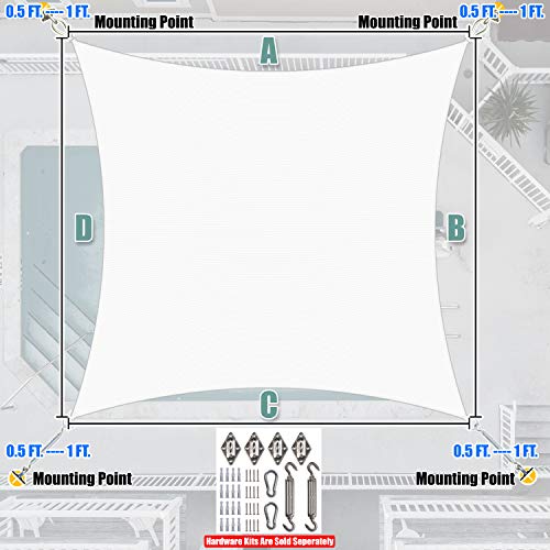 Amgo Custom Size 6' x 6' White Rectangle Square Sun Shade Sail UPF50+ AGTAPR1016, Order to Make Canopy Awning, 95% UV Blockage, Water & Air Permeable, Commercial and Residential (We Customize) - color: White, size: 6' x 6' Custom Size