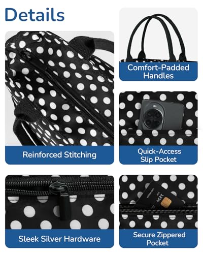 Aosbos Lunch Tote Bag, Insulated Lunch Box for Women, Leakproof Lunch Cooler Purse for Work, Polka Dot - color: C. Polka Dot
