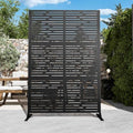Modern Shade 4x6 FT Metal Privacy Screen with Artistic Modular Designs Decorative Patio Privacy Fence & Garden Divider, Freestanding Outdoor Metal Fence Panel, Weather-Resistant (Metro Code) - size: 1 Panel (Metro Code)