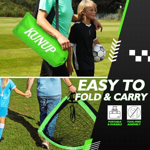 2 of 5×3 6x4 9x5 FT Portable Kids Soccer Goals Set, Foldable Soccer Practice Nets for Backyard with Carrying Bag for Toddler Youth Pop Up Soccer Training Equipment Indoor Outdoor Sports Game Gift - color: Green, style: 9x5FT
