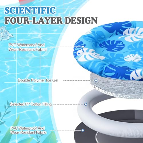Drydiet Pet Cooling Mat for Cats and Small Dogs, 20.1'' x 20.1'' Thickened Round Blue Pad Anti-Grab Internal Gel Without Water Filling, Lightweight, Washable, Playmat for Indoor/Outdoor - color: Blue, size: 20.1'' X 20.1''