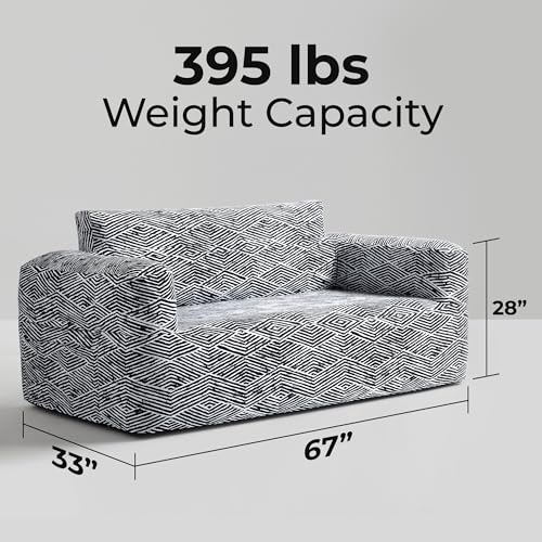 510 DESIGN Inflatable Couch Air Sofa - Blow Up Chair Portable with Handle & Tie-Down Loops, Weatherproof & Water Repellent Indoor/Outdoor Sofa for Patio, Camping, Pool, 67" Lx33 Wx28 D Black/White - color: Black/White, size: Sofa 67x33x28"