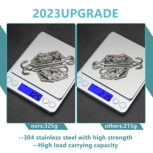 Shade Sail Hardware Kit, 5 Inch Super Heavy Duty 304 Marine Grade Stainless Steel Sun Shade Hardware Kit for Triangle/Rectangle/Square Sun Shade Sails Installation (40 PCS) - size: 5#-40PCS, style: Classic