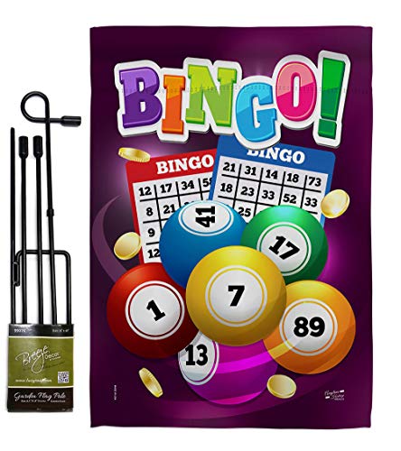 Bingo Garden Flag Set with Stand Interests Game Bunco Night Dice Poker Hobbies Leisure Activity Small Decorative Gift Yard House Banner Double-Sided Made In USA 13 X 18.5 - size: Garden Flag Set 13"x 18.5" w/ Flagpole