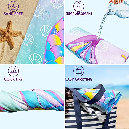 Bonsai Tree Mermaid Beach Towel, Mermaid Girl Beach Towel for Kid, Microfiber Bath Towels Gifts, Microfiber Bath Travel Towels for Women Yoga Sports 30" X 60" - color: Mermaid, size: 30"x60"