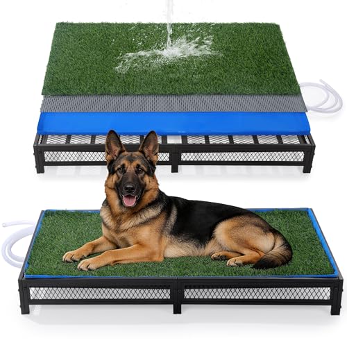 HOMBYS Grass Potty for Dogs with Drain, Artificial Grass Pet Litter Box Tray for Medium & Larhe Dog, Puppy Porch Toilet for Patio, Indoor & Outdoor Use(47" L x 23" W x 6" H)