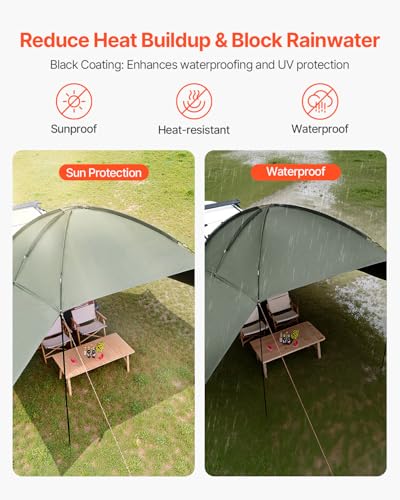 VEVOR Versatility Camping Tent, Auto Canopy Sun Shade UV50+ PU3000mm, Car Tailgate Sun Shelter for Truck Bed, SUV, RV, Van, Trailer and Overlanding, Portable Teardrop Awning Canopy Tear Resistant Tarp - color: ArmyGreen 10X7ft Car Awning