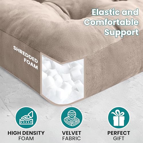 NEST & LOOM Floor Cushions - Floor Chair Pillow, Meditation Cushion, Square Large Floor Pillow, Solid Thick Tufted Floor Pillow - Beige - 21.65" x 21.65" - color: Beige