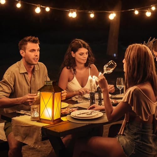 2 Pack Solar Lantern with Flickering Flame Candle, 13" Outdoor Waterproof Solar Lanterns Garden Decorative, Glass Hanging Lantern Metal for Outdoor Patio Yard Tabletop Decoration Mothers Day Gifts Mom - style: Bronze-Cross02