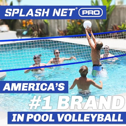 GoSports Splash Net PRO Pool Volleyball Net - Red, White, or Blue - Includes 2 Water Volleyballs and Pump - color: Blue