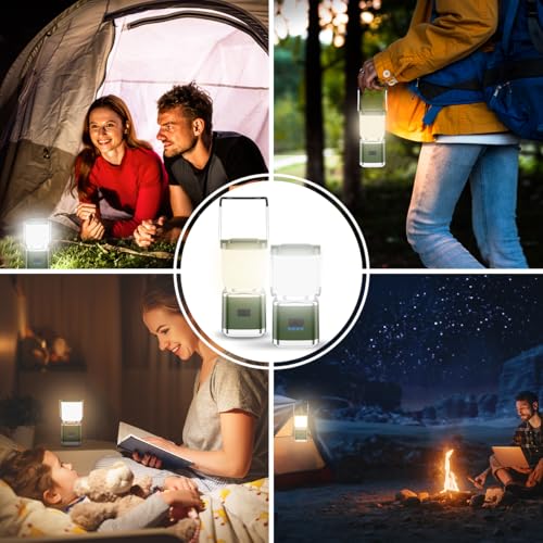LED Camping Lantern, 1000 Lumens Camping Lantern Rechargeable with 4 Light Modes, Waterproof, Camping Essentials, Mini Lantern Flashlight for Camping, Hurricane, Emergency, Hiking, Power Outages - size: Dark Green-1 PACK