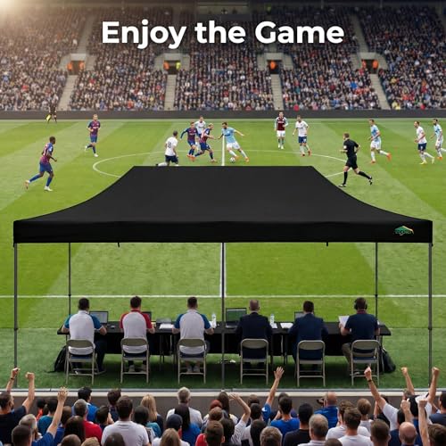 COBIZI 10x20 Heavy Duty Pop Up Canopy Tent with 6 Sidewalls Thicken Frame, Commercial Easy Up Outdoor Wedding Party Tents, All Season Waterproof Windproof with Stakes Sandbags Ropes Roller Bag, Black - color: Black, size: 10x20