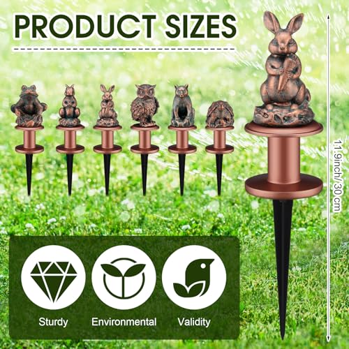 Zonon 6 Pcs Garden Hose Guide Stake Decorative 11.8 Inch Heavy Duty Metal Antique Water Hose Roller Guard Guide Stake Spike Resin Plant Saver Tools for Lawn Yard Garden(Antique Copper,Woodland Animal) - color: Antique Copper, style: Woodland Animal