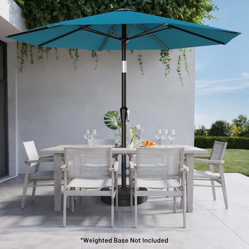 AreShark 10 FT Outdoor Patio Umbrella, Patio Table Umbrella with Push Button Tilt and Crank, Outdoor Patio Umbrellas with 8 Fiberglass Ribs, Patio Umbrellas for Market, Garden, Pool (Lake Blue) - color: Lake Blue